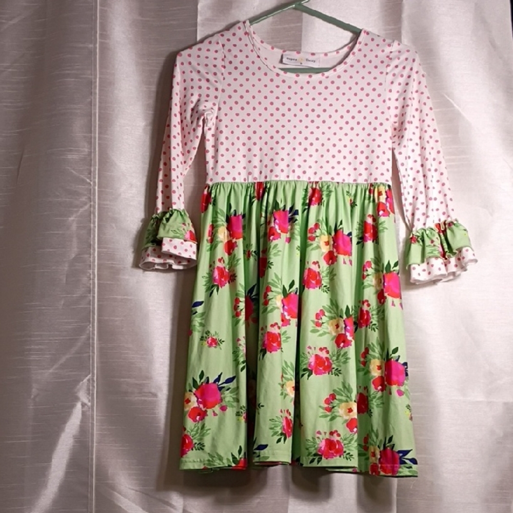 Oopsie Daisy Charming‎ Polka Dot and Floral Kids Dress Size 10